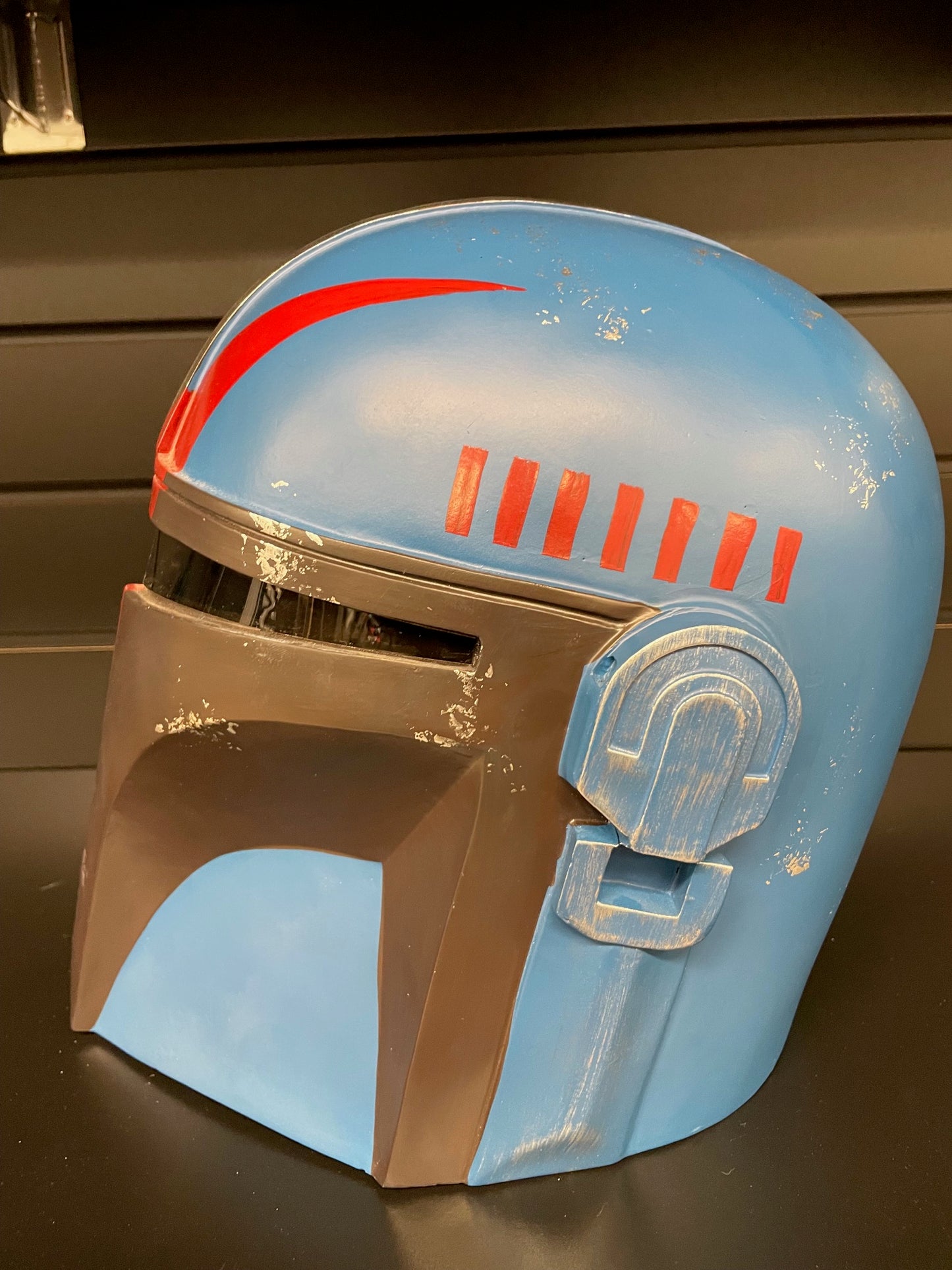 Mandalorian Helmet | Blue | Weathered | Cosplay