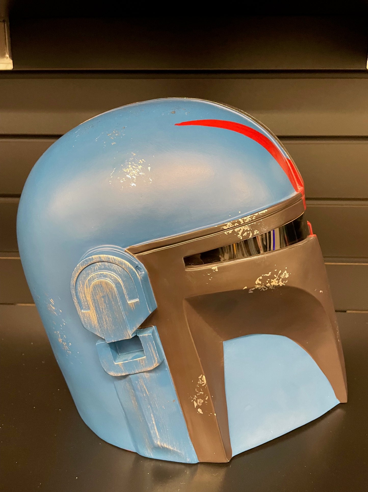 Mandalorian Helmet | Blue | Weathered | Cosplay