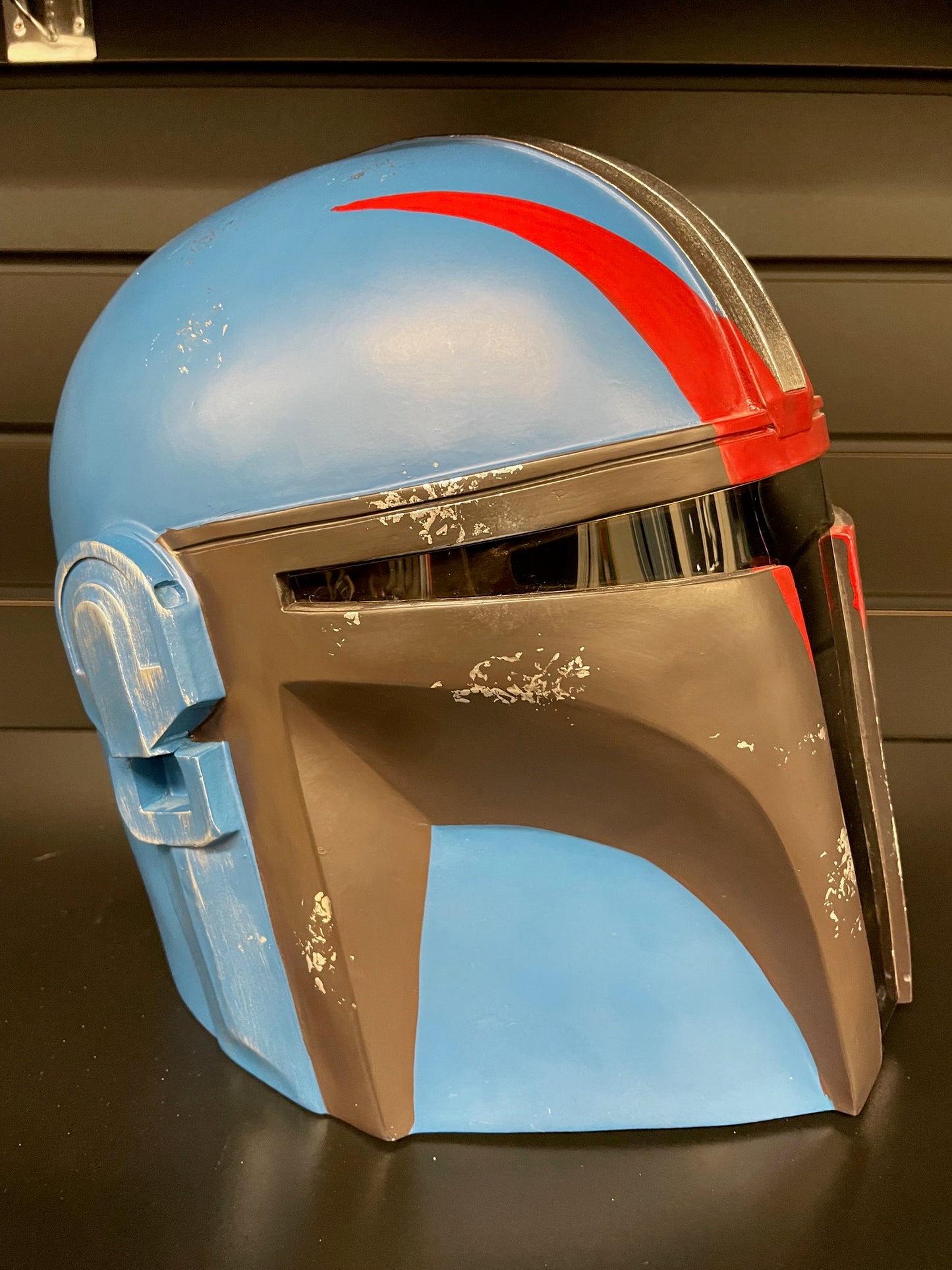 Mandalorian Helmet | Blue | Weathered | Cosplay