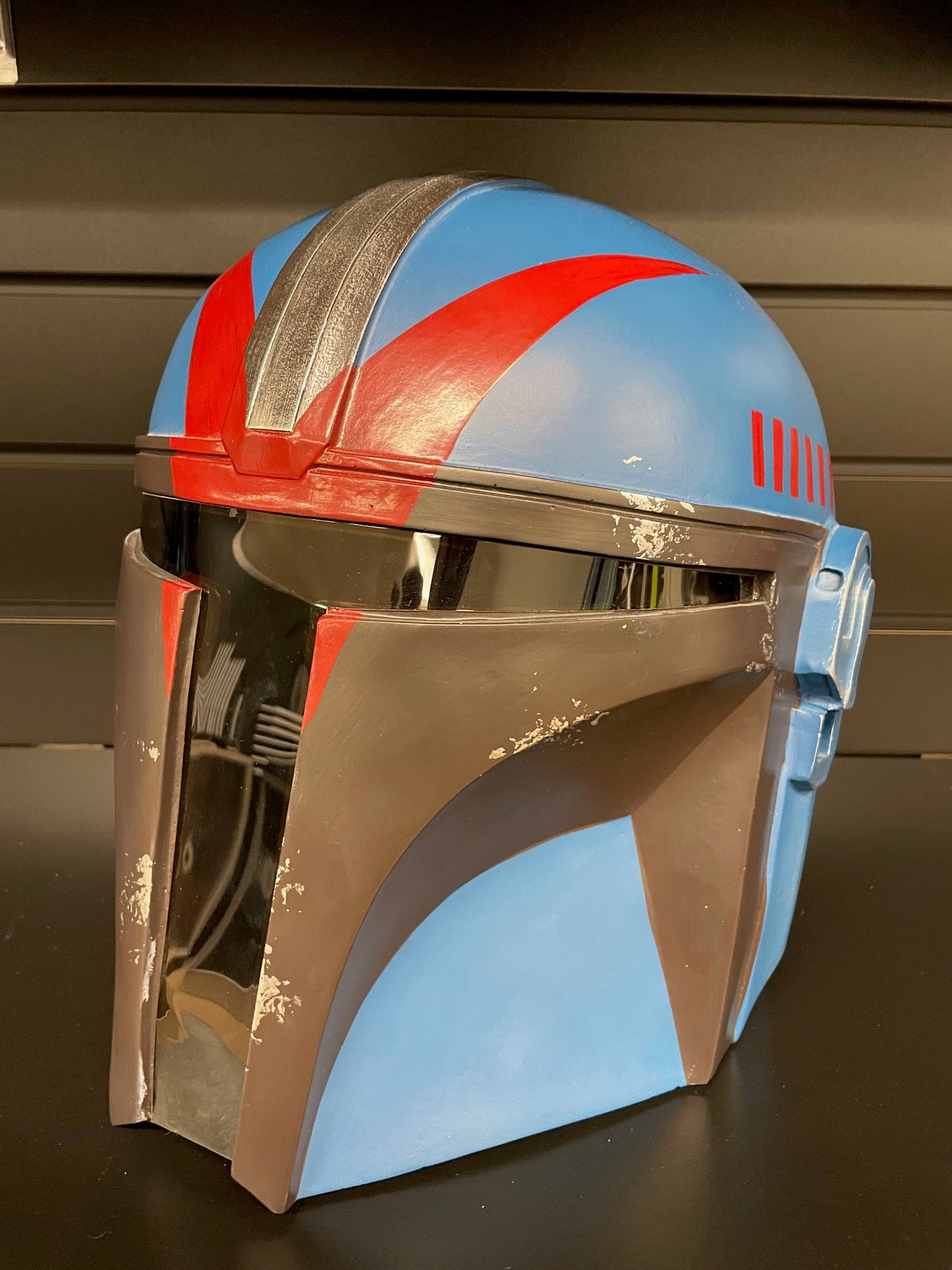 Mandalorian Helmet | Blue | Weathered | Cosplay